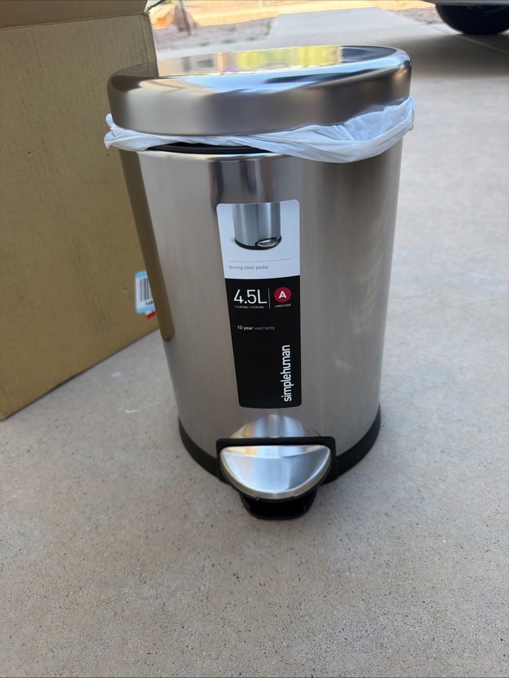simplehuman 4.5L Round Step Trash Can Brushed Stainless Steel New
